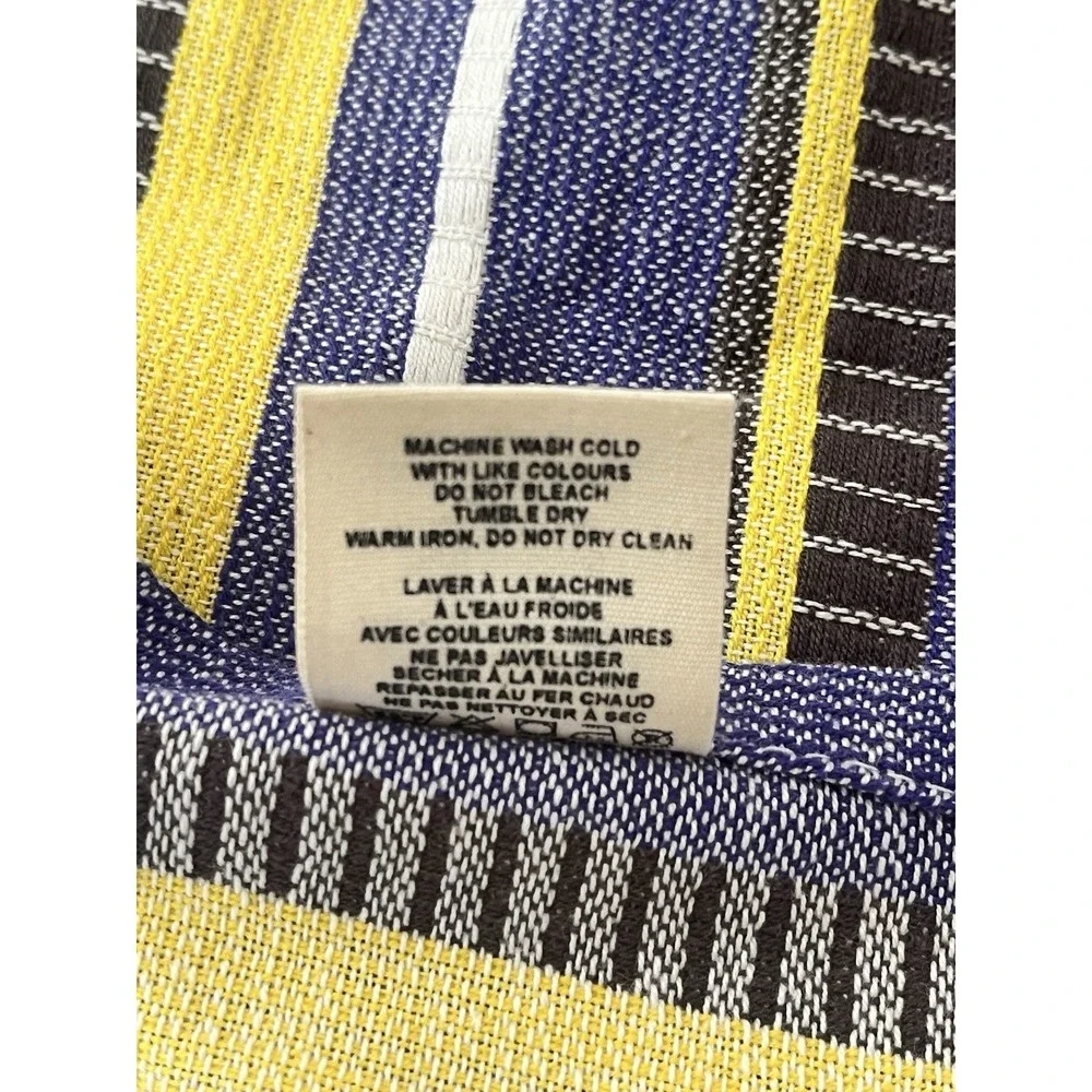 Anthropologie Kitchen Decor Woven Dish Tea Towel Striped Blue Yellow‎ White